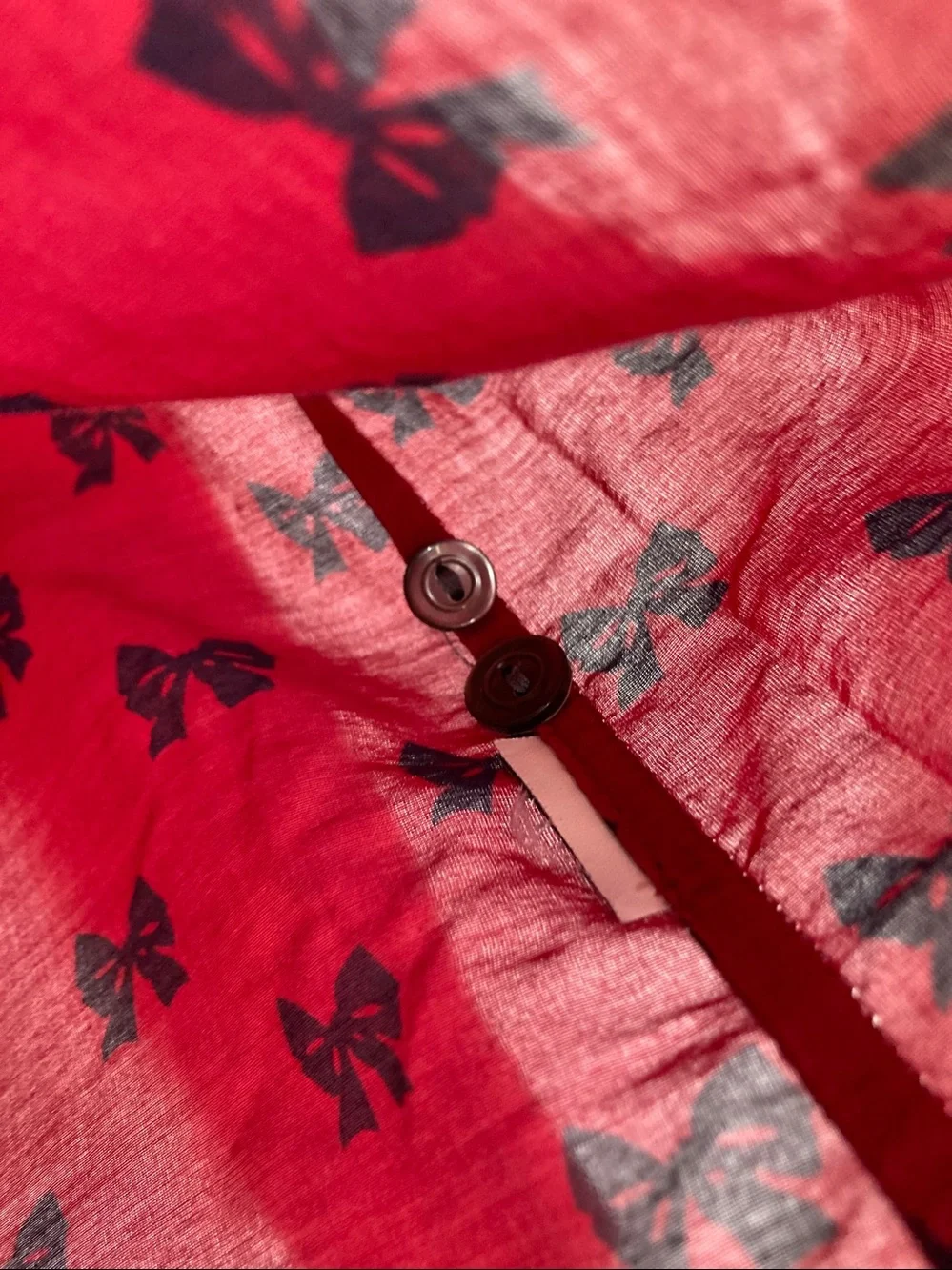J.Crew Red Bow Print Cotton Silk Popover Blouse sz 12